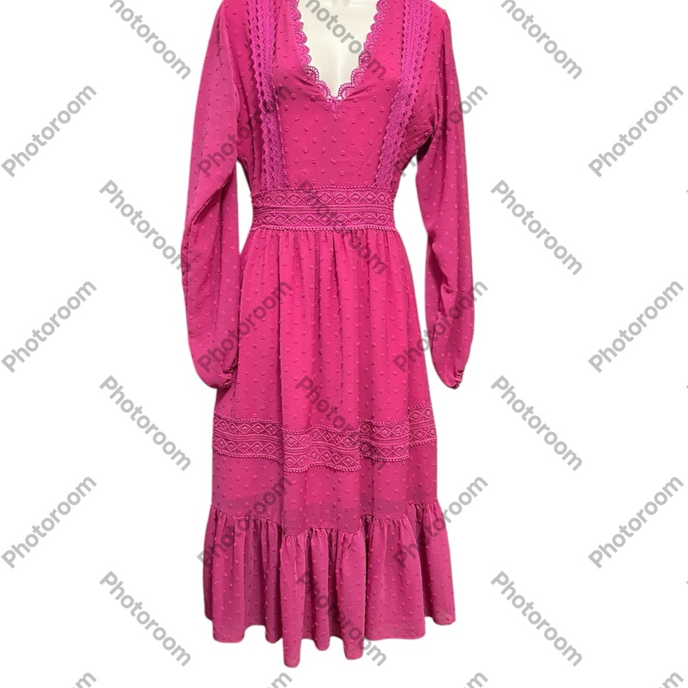 New with Tags -  Gorgeous Hot Pink Aqua Ruffled Skirt Maxi Dress